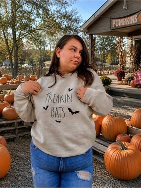 Freakin Bats Beige Graphic Sweatshirt